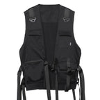 Men's Solid Black Cargo Techwear Vest - ATLAS 1