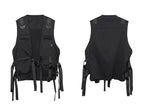 Men's Solid Black Cargo Techwear Vest - ATLAS 1