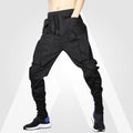 Men's Solid Black Cotton Techwear Joggers - ATLAS 1