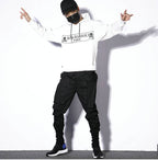 Men's Solid Black Cotton Techwear Joggers - ATLAS 1