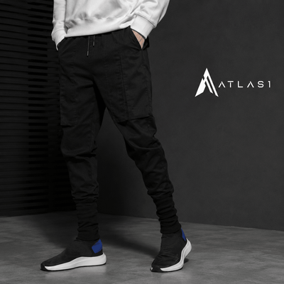 بنطال جوغر techwear قطني أسود داكن - رجالي
