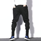 Men's Solid Black Cotton Techwear Joggers - ATLAS 1