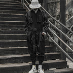 Men's Solid Black Multi - Pocket Techwear Overall - ATLAS 1