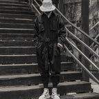 Men's Solid Black Multi - Pocket Techwear Overall - ATLAS 1