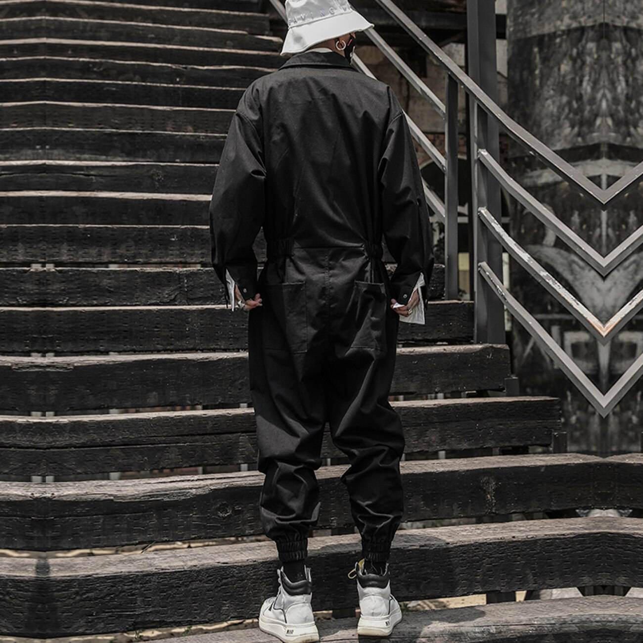 Men's Solid Black Multi - Pocket Techwear Overall - ATLAS 1
