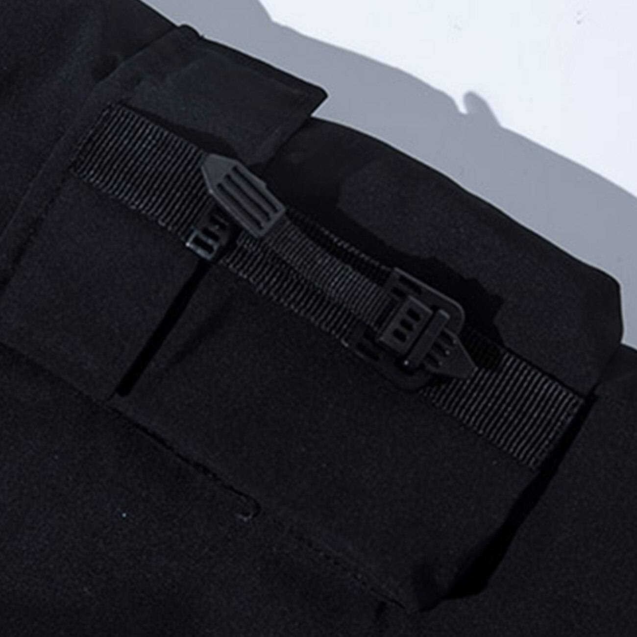 Men's Solid Black Padded Techwear Windbreaker - ATLAS 1