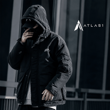Pánská jednobarevná černá prošívaná techwear větrovka