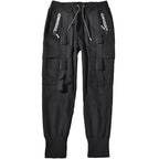 Men's Solid Black Tactical Straps Techwear Cargo Pants - ATLAS 1