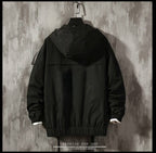 Men's Solid Black Tactical Straps Techwear Parka - ATLAS 1