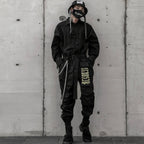 Men's Solid Color Cotton Belted Techwear Overall - ATLAS 1