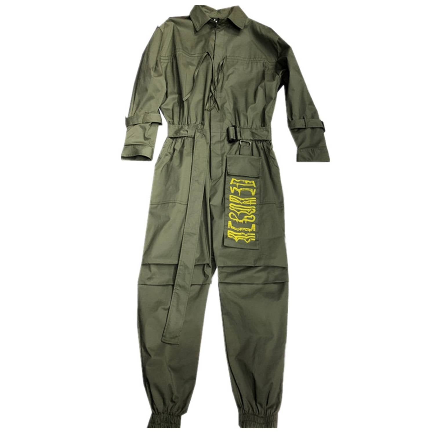Men's Solid Color Cotton Belted Techwear Overall - ATLAS 1
