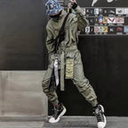 Men's Solid Color Cotton Belted Techwear Overall - ATLAS 1