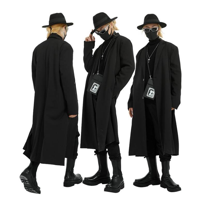 Men's Solid Color Long Techwear Coat - ATLAS 1