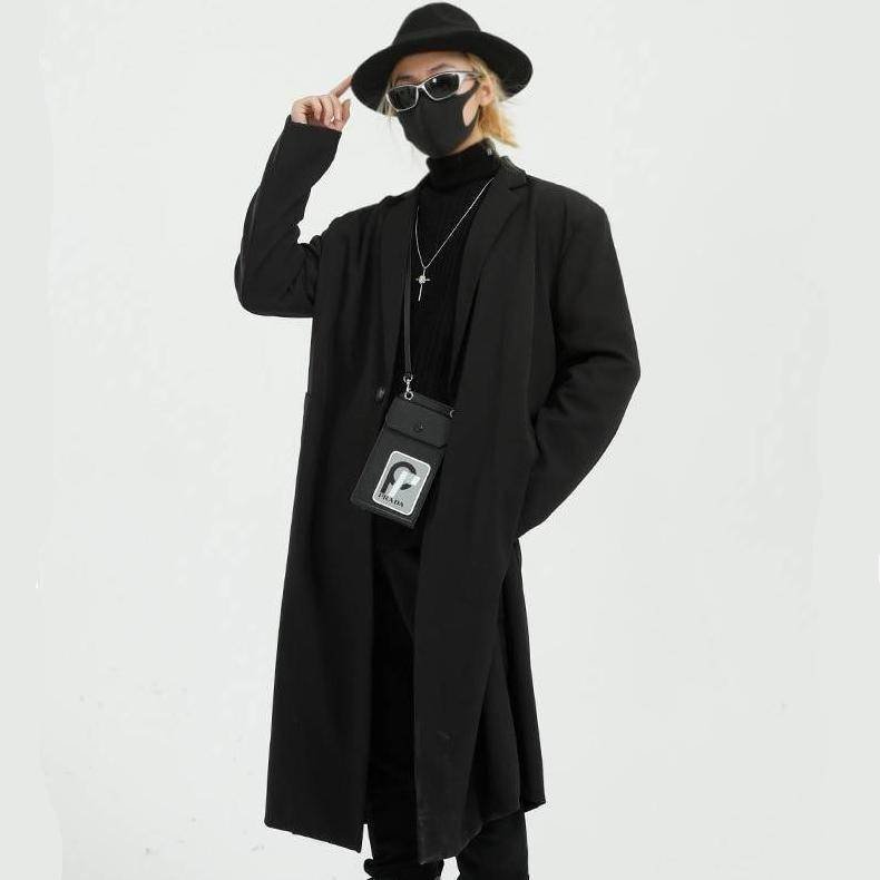 Men's Solid Color Long Techwear Coat - ATLAS 1