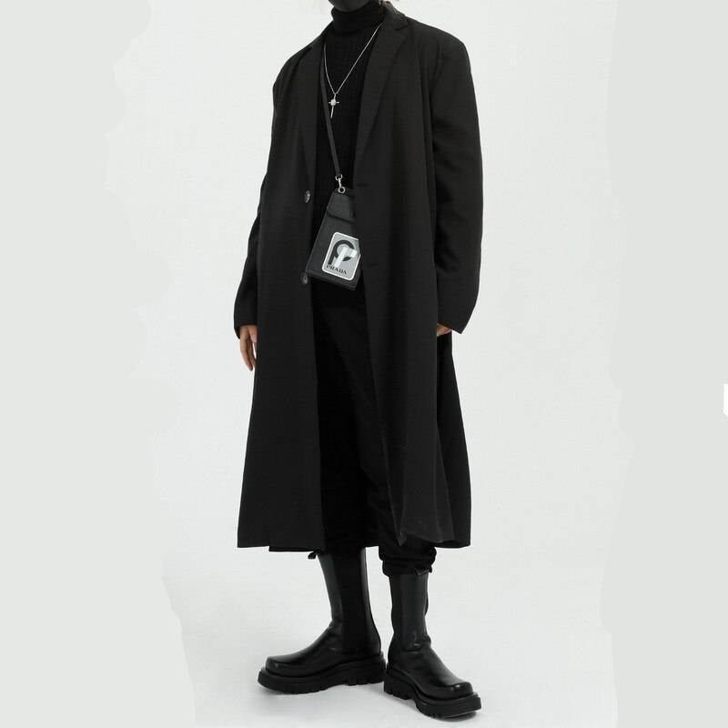 Men's Solid Color Long Techwear Coat - ATLAS 1