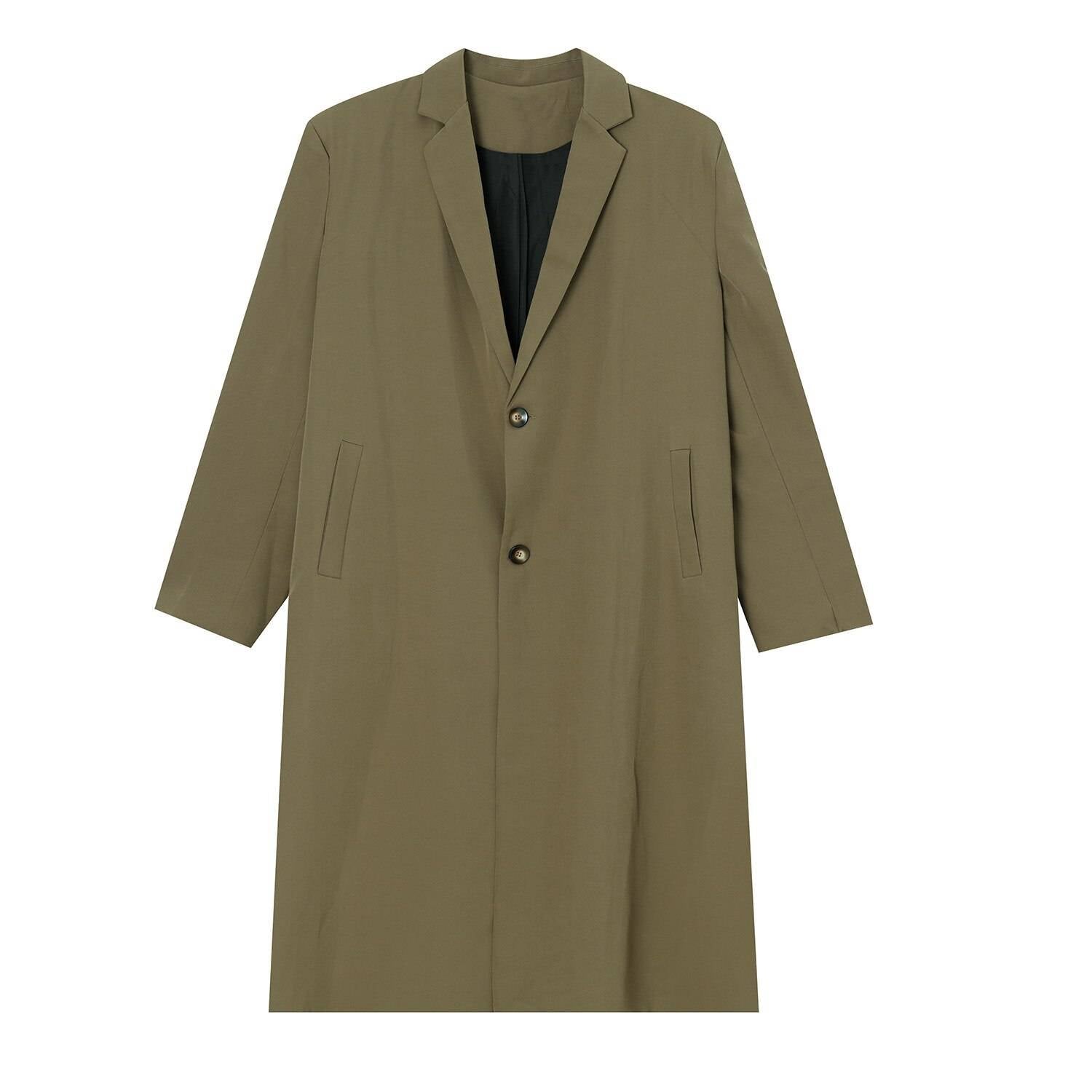 Men's Solid Color Long Techwear Coat - ATLAS 1