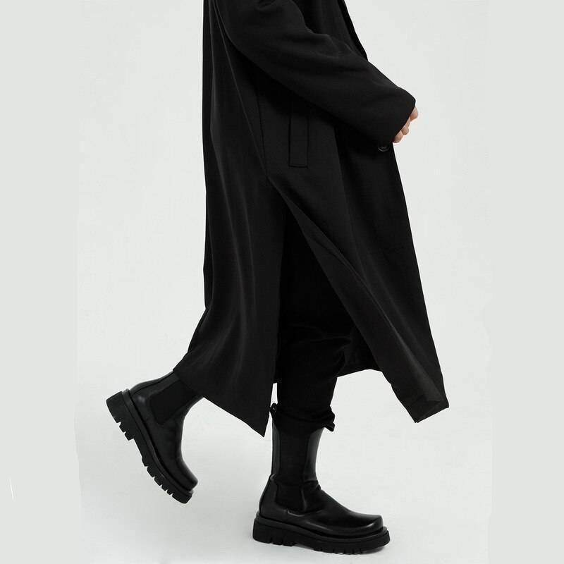 Men's Solid Color Long Techwear Coat - ATLAS 1