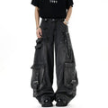 Men's Solid Color Multi Pocket Wide Leg Jeans - ATLAS 1