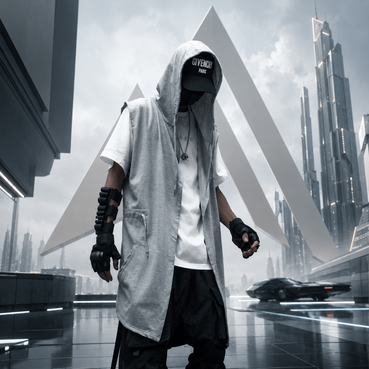 Men's Streetwear Techwear Hooded Sleeveless Vest - ATLAS 1