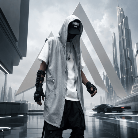 Men's Streetwear Techwear Hooded Sleeveless Vest