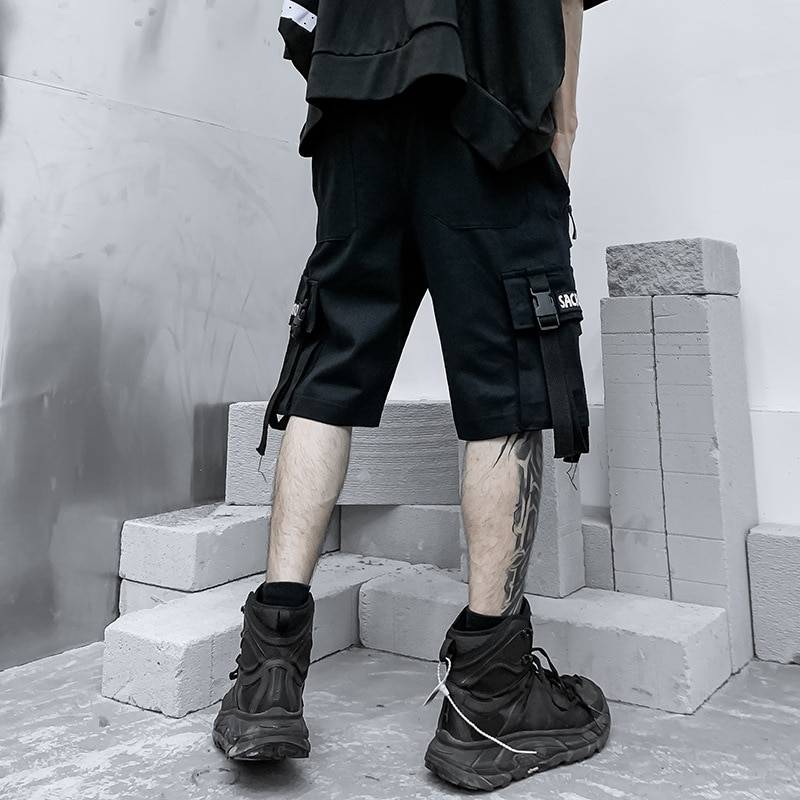 Erkek Yaz Techwear Şort — Küçük eşyalar için cepler