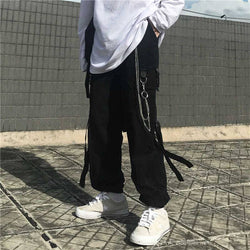 Men's Tactical Straps Techwear Cargo Pants with Chains - ATLAS 1