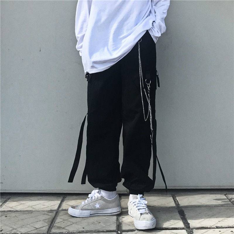 Men's Tactical Straps Techwear Cargo Pants with Chains - ATLAS 1