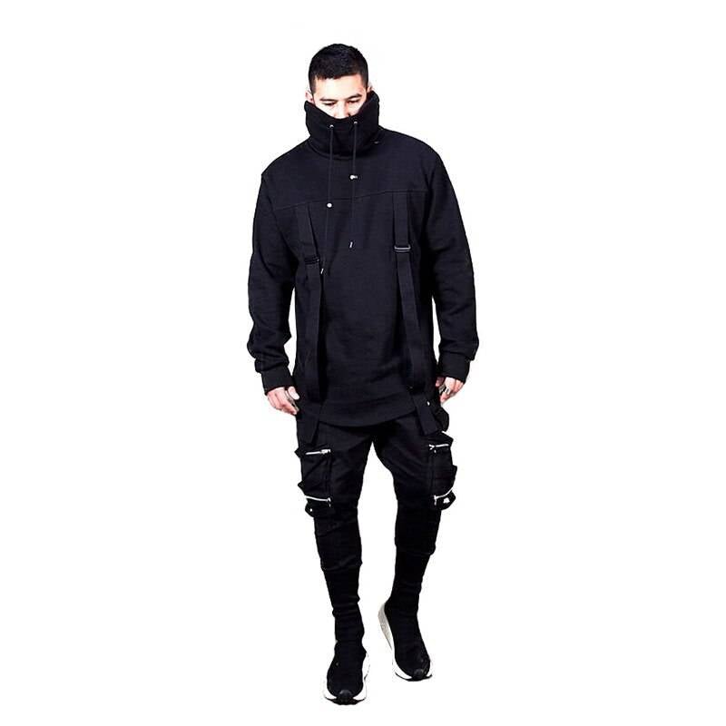 पुरुषों की Tactical Straps Turtleneck techwear Sweatshirt — लंबी आस्तीन वाला कट