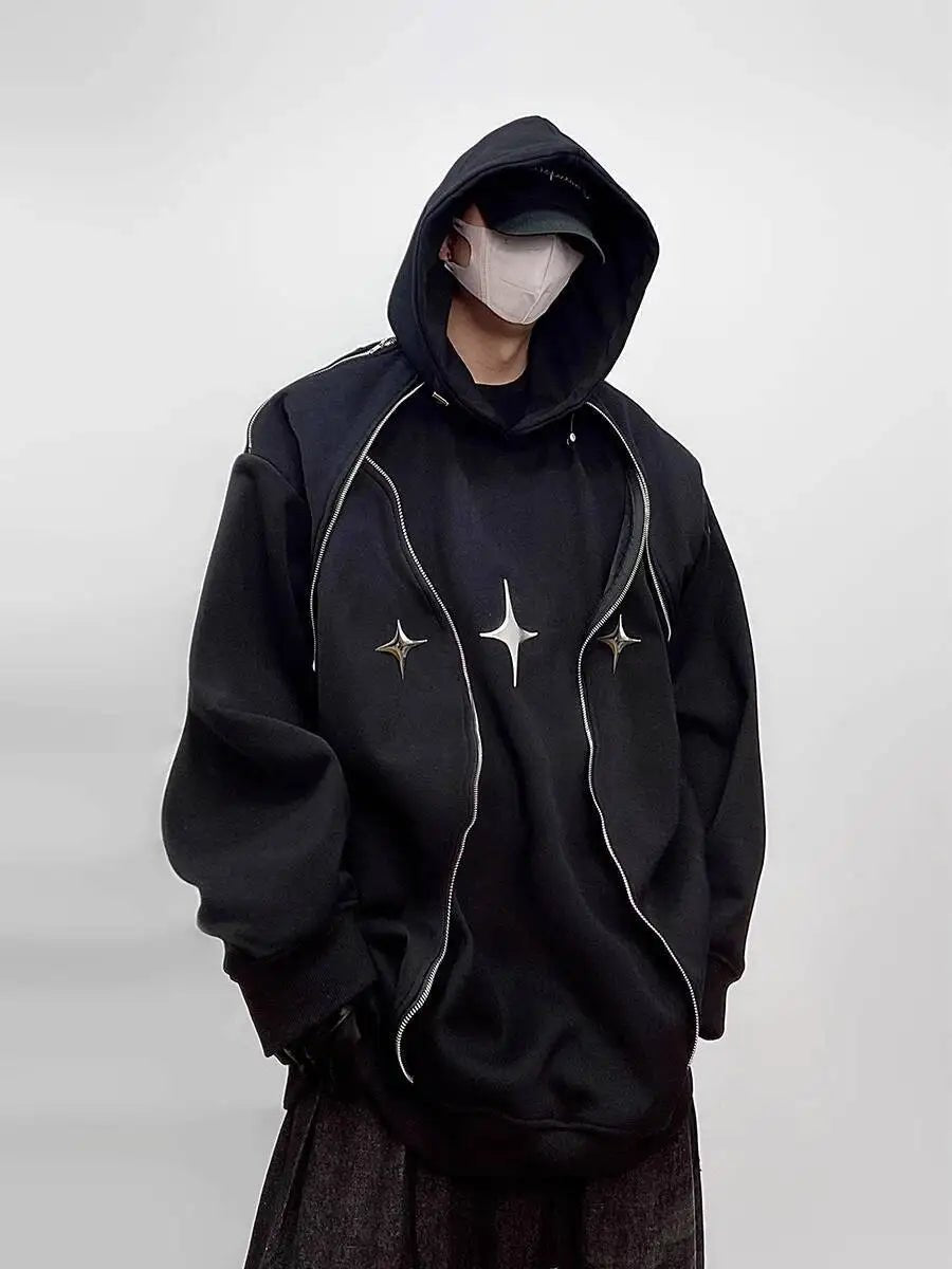 Men's Tech Wear Oversized Hoodie with Shoulder Pads - ATLAS 1