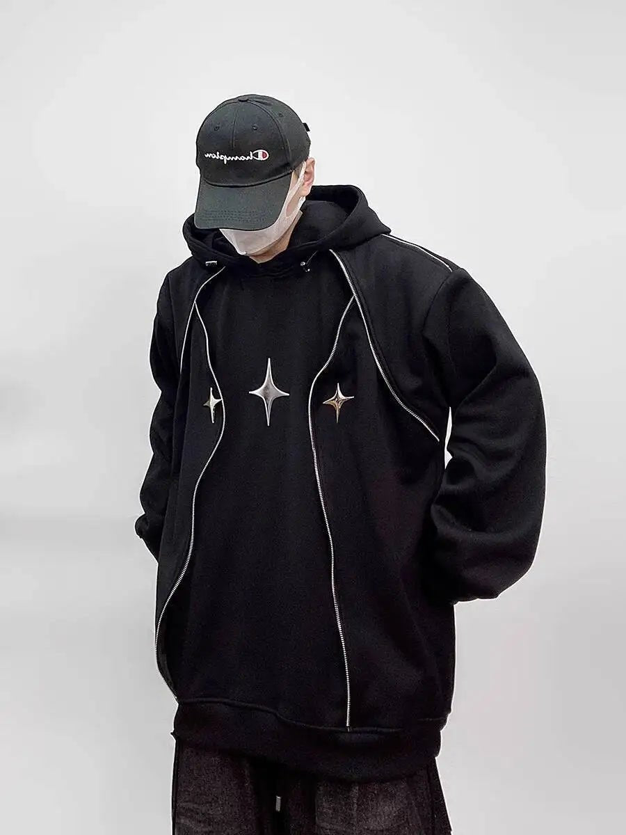 Men's Tech Wear Oversized Hoodie with Shoulder Pads - ATLAS 1