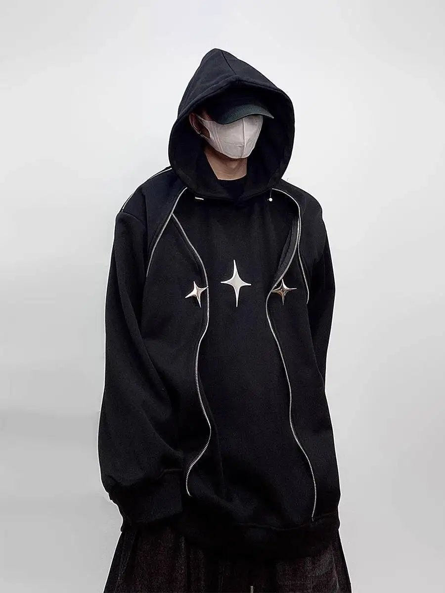 Men's Tech Wear Oversized Hoodie with Shoulder Pads - ATLAS 1
