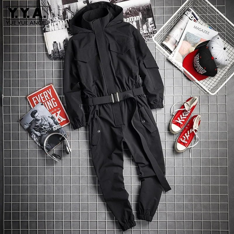 Men's Techwear Black Cargo Jumpsuit Multi Pocket Overalls - ATLAS 1