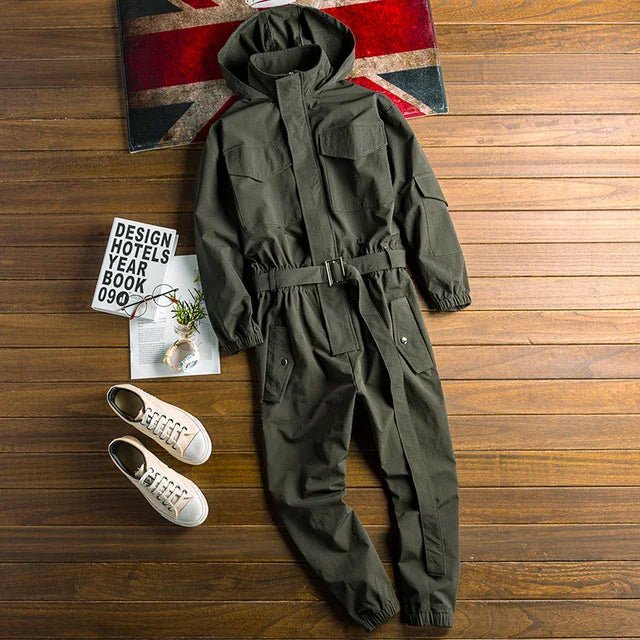 Men's Techwear Black Cargo Jumpsuit Multi Pocket Overalls - ATLAS 1