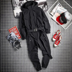 Men's Techwear Black Cargo Jumpsuit Multi Pocket Overalls - ATLAS 1