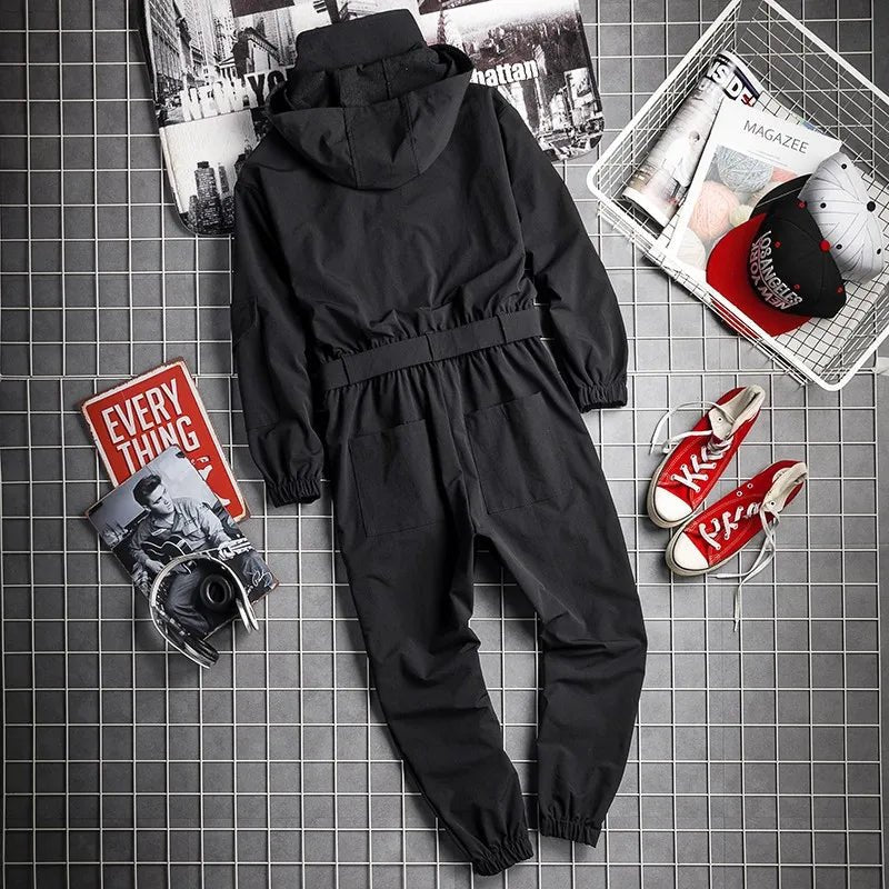 Men's Techwear Black Cargo Jumpsuit Multi Pocket Overalls - ATLAS 1