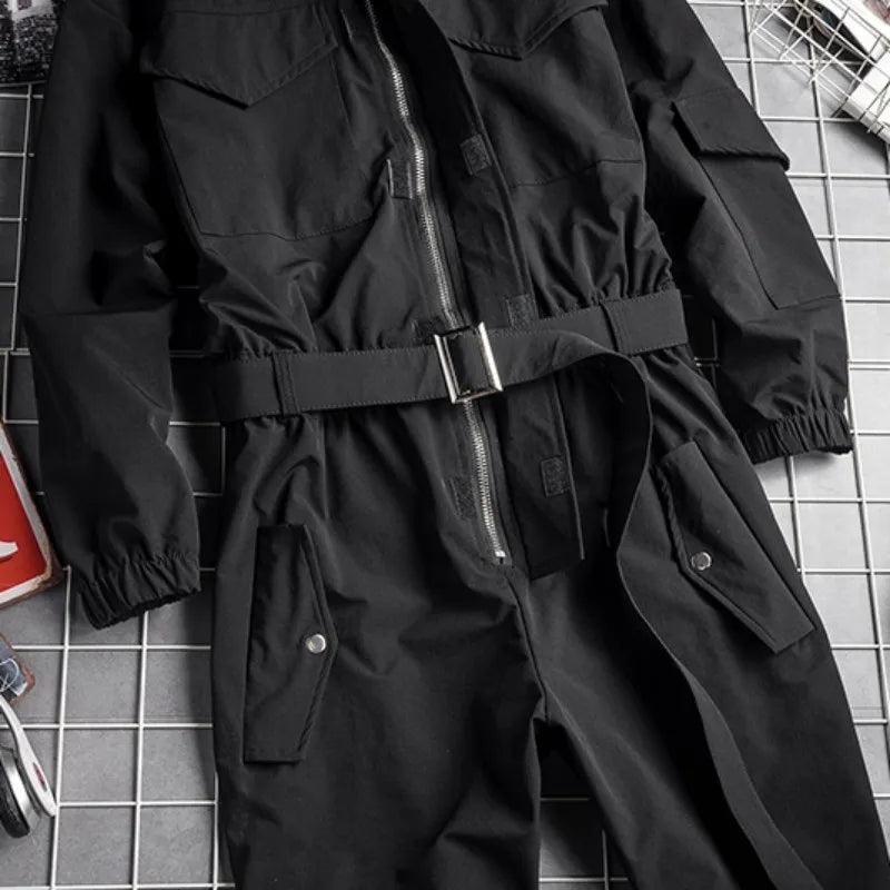 Men's Techwear Black Cargo Jumpsuit Multi Pocket Overalls - ATLAS 1