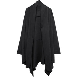 Men's Techwear Black Hooded Open-Front Wizard Trench Coat - ATLAS 1
