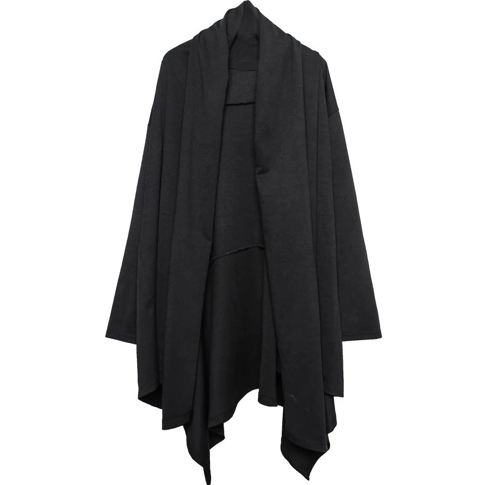 Men's Techwear Black Hooded Wizard Trench Coat - ATLAS 1