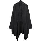 Men's Techwear Black Hooded Open-Front Wizard Trench Coat - ATLAS 1