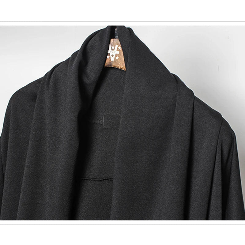 Men's Techwear Black Hooded Wizard Trench Coat - ATLAS 1