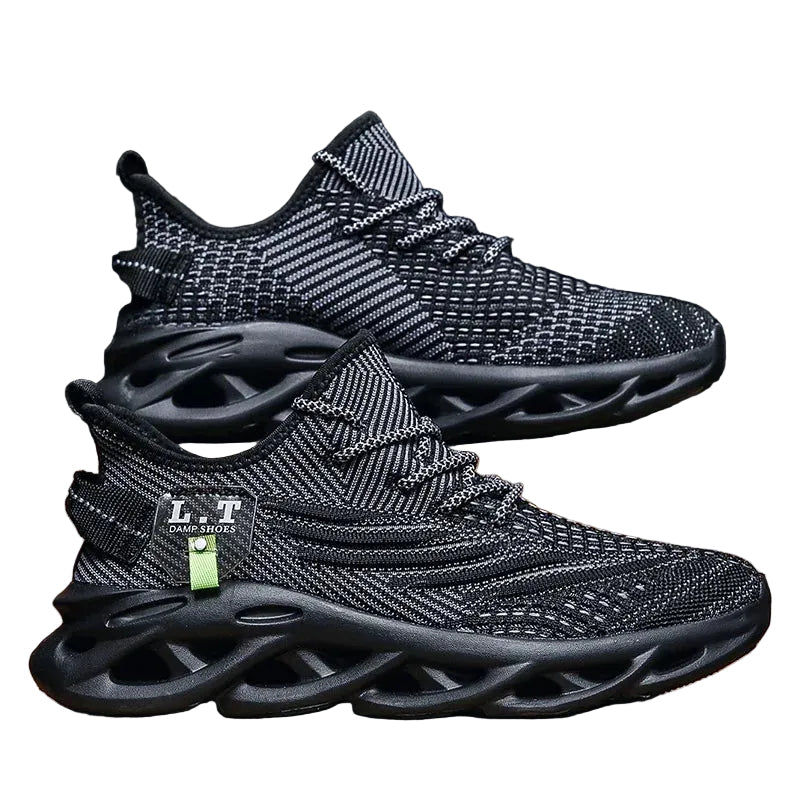 Men's Techwear Breathable Black Running Sneakers - ATLAS 1