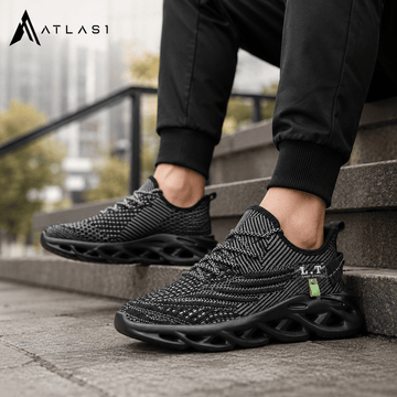 Men's Techwear Breathable Black Running Sneakers - ATLAS 1