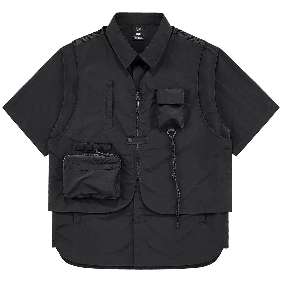 Men's Techwear Cargo Multi Pocket Two Piece Shirt Set - ATLAS 1