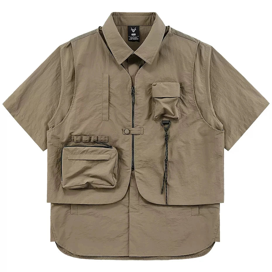Men's Techwear Cargo Multi Pocket Two Piece Shirt Set - ATLAS 1