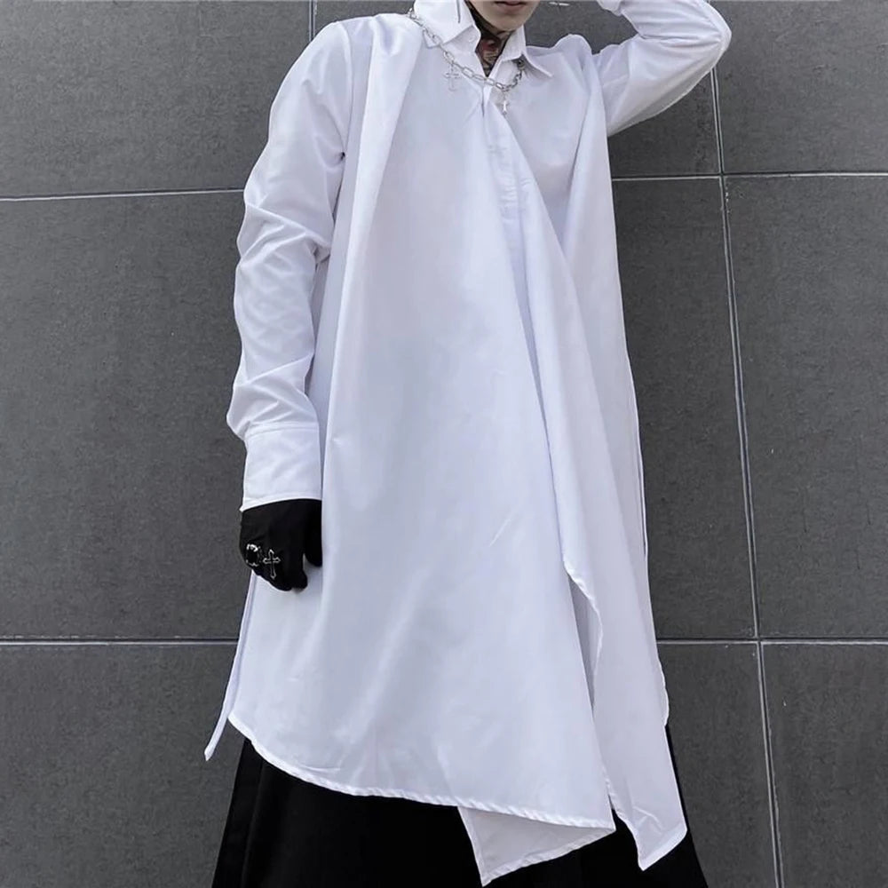 Men's Techwear Dark Irregular Long Strap Cardigan Shirt - ATLAS 1