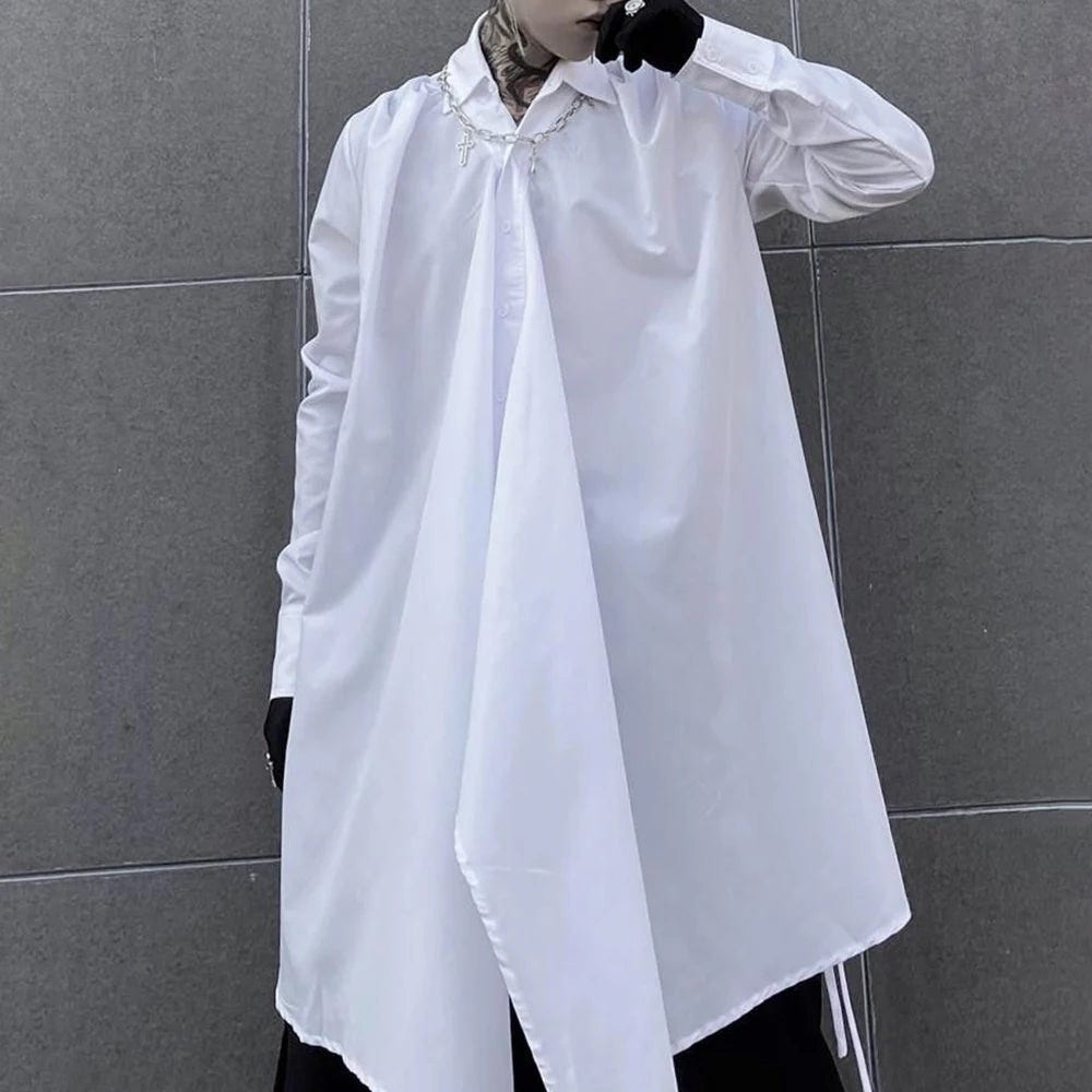 Men's Techwear Dark Irregular Long Strap Cardigan Shirt - ATLAS 1