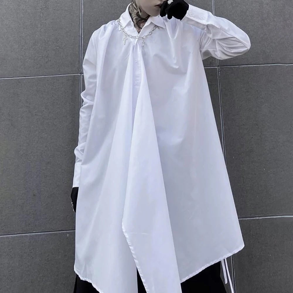 Men's Techwear Dark Irregular Long Strap Cardigan Shirt - ATLAS 1