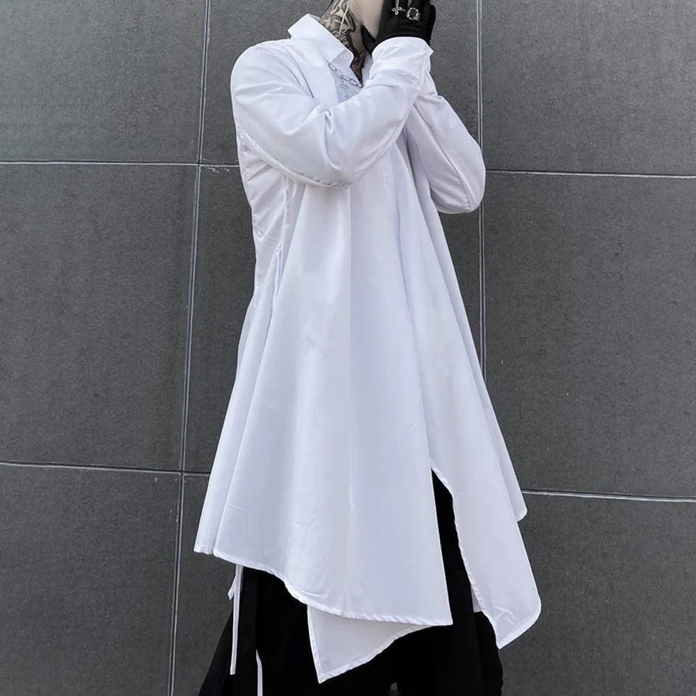 Men's Techwear Dark Irregular Long Strap Cardigan Shirt - ATLAS 1