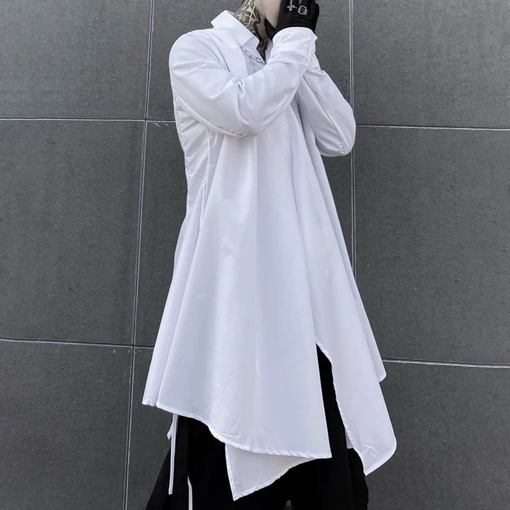 Men's Techwear Dark Irregular Long Strap Cardigan Shirt - ATLAS 1
