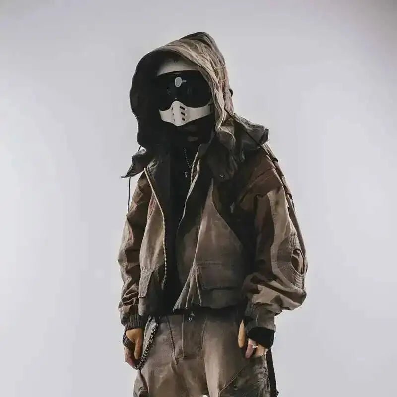 Men's Techwear Distressed Patchwork Tactical Hooded Jacket - ATLAS 1